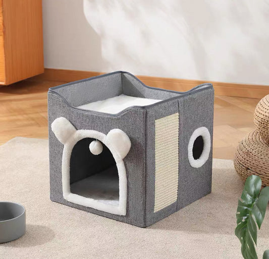 Casita plegable para gatos con rascador (39*38*38cm)