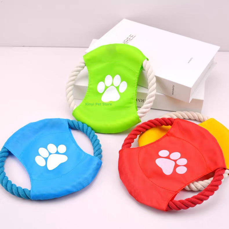 Frisbee de perro con cuerda y tela