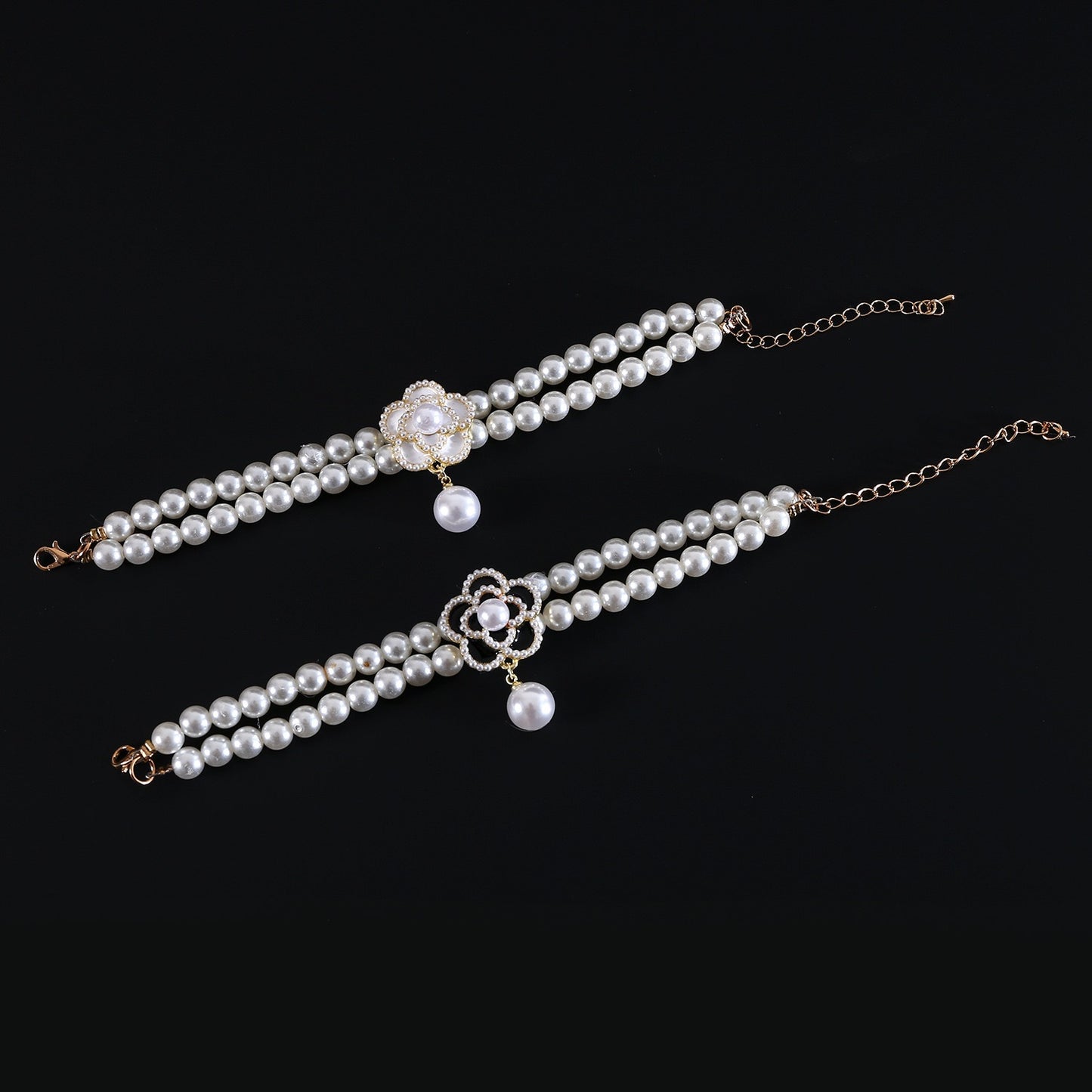 Collar brillante flor de perlas para mascotas