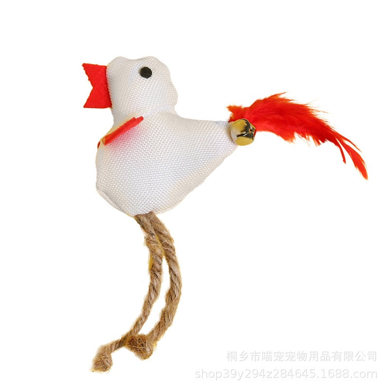 Juguete para gatos peluche de pájaro y pluma