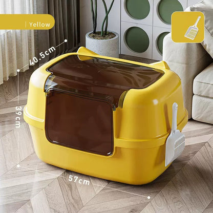 Arenero cerrado para gatos con diseño de orejitas