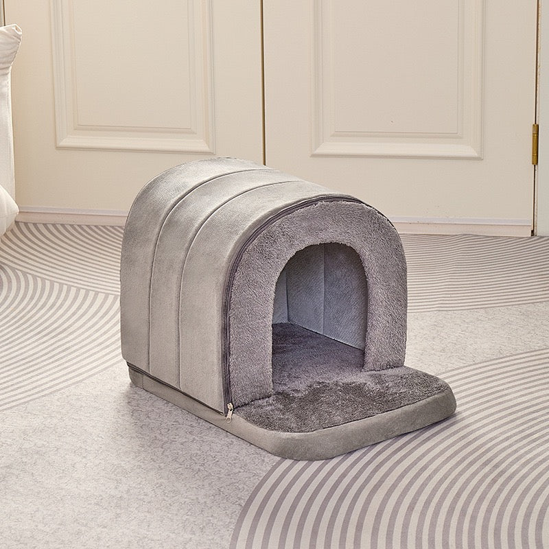 Casita de algodón gris para perros y gatos