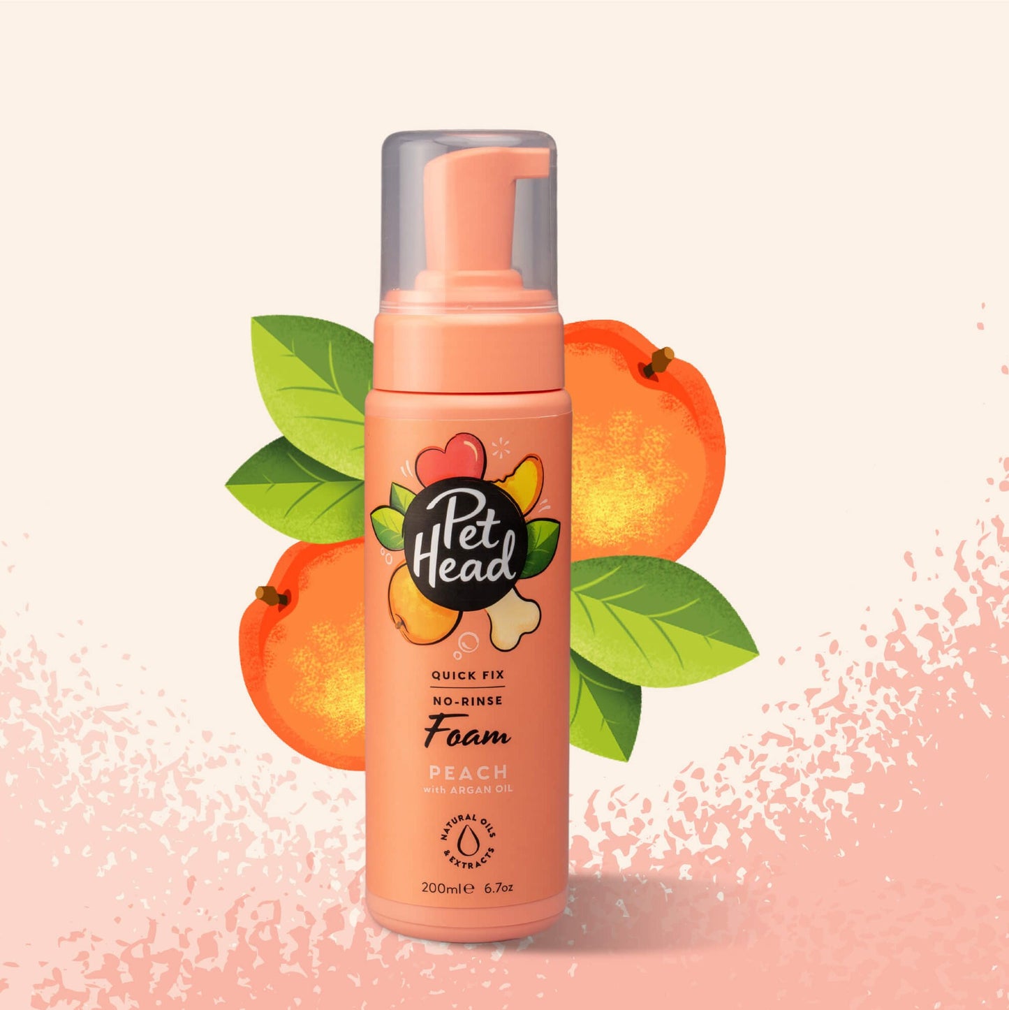 Shampoo en seco Pet Head: Espuma Quick Fix Peach, 200 ml