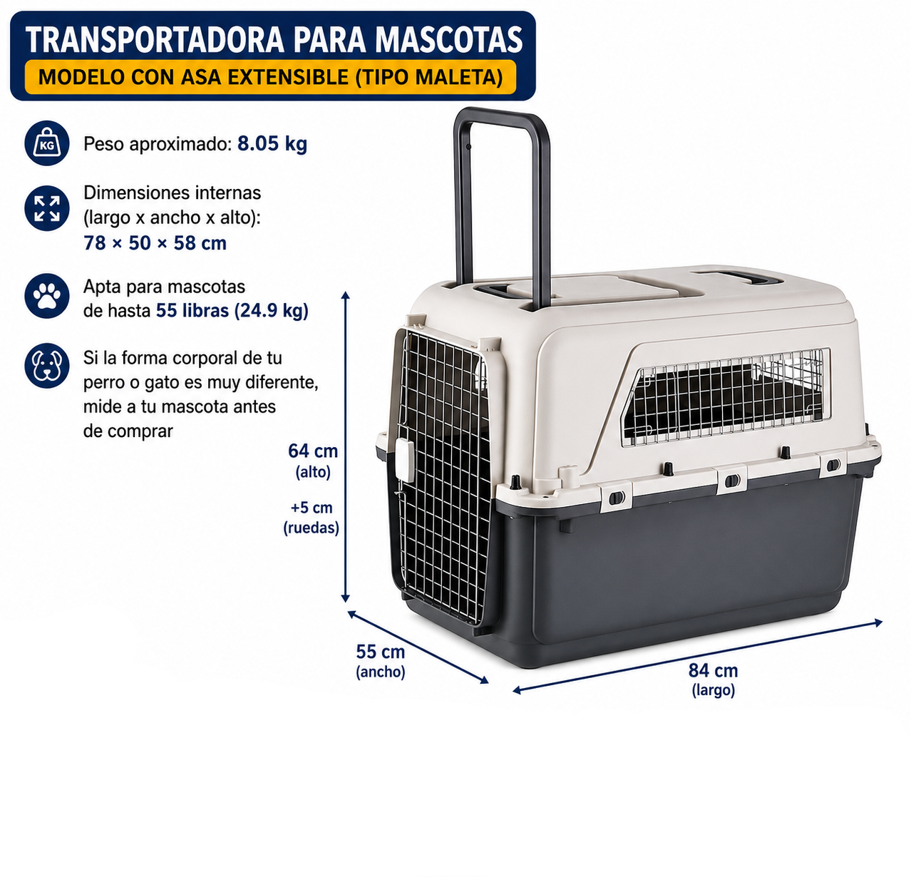 Kennel transportador para mascotas (4 tamaños disponibles)