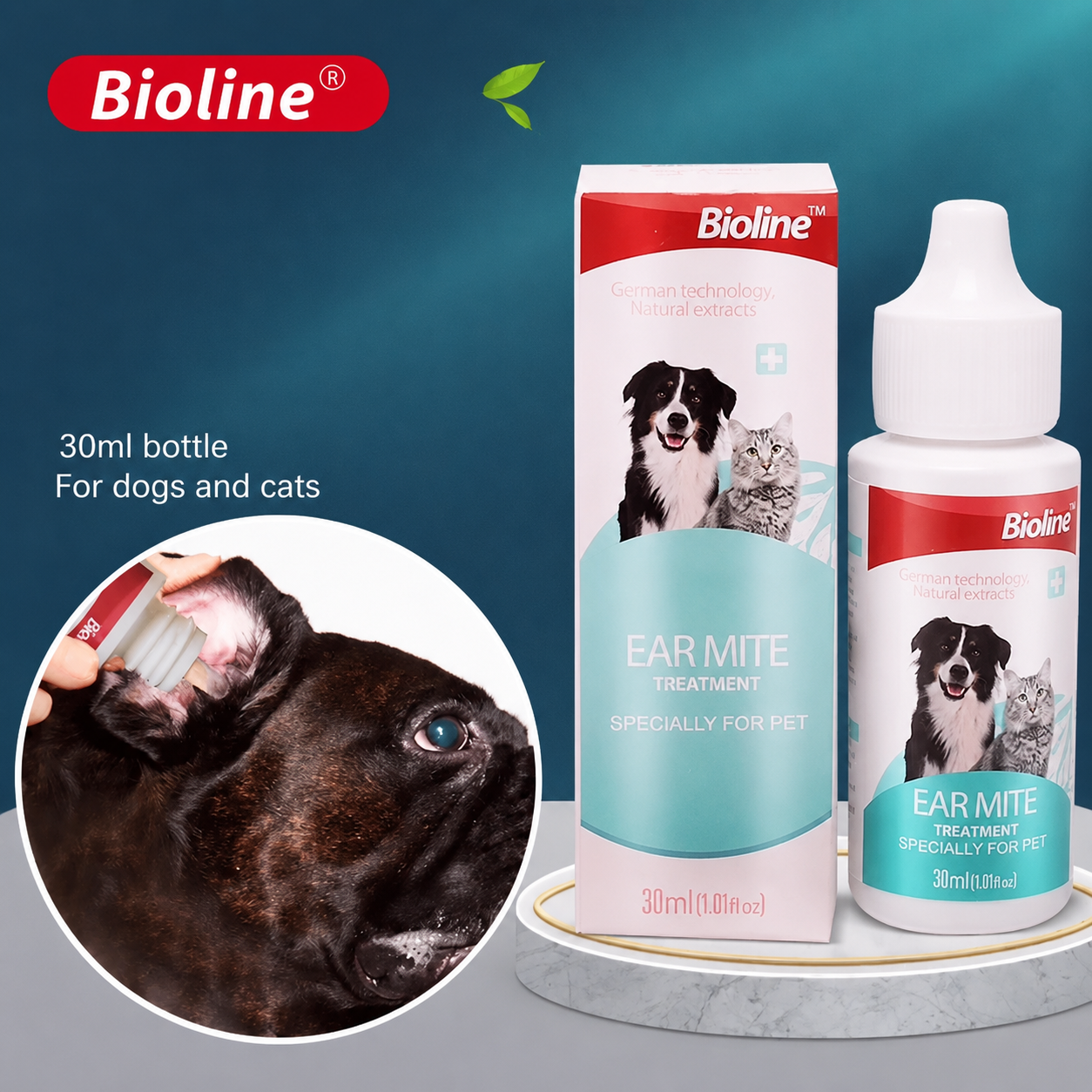 Limpiador de oído bioline para mascotas