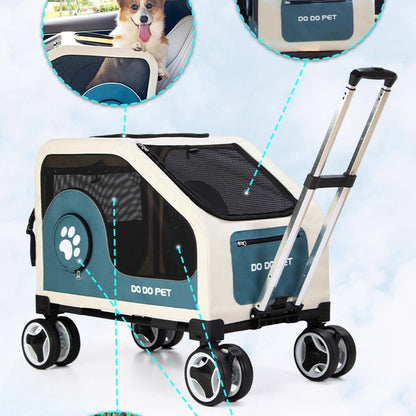 Coche para mascotas grandes dodopet beige (Soporta hasta 30kg)