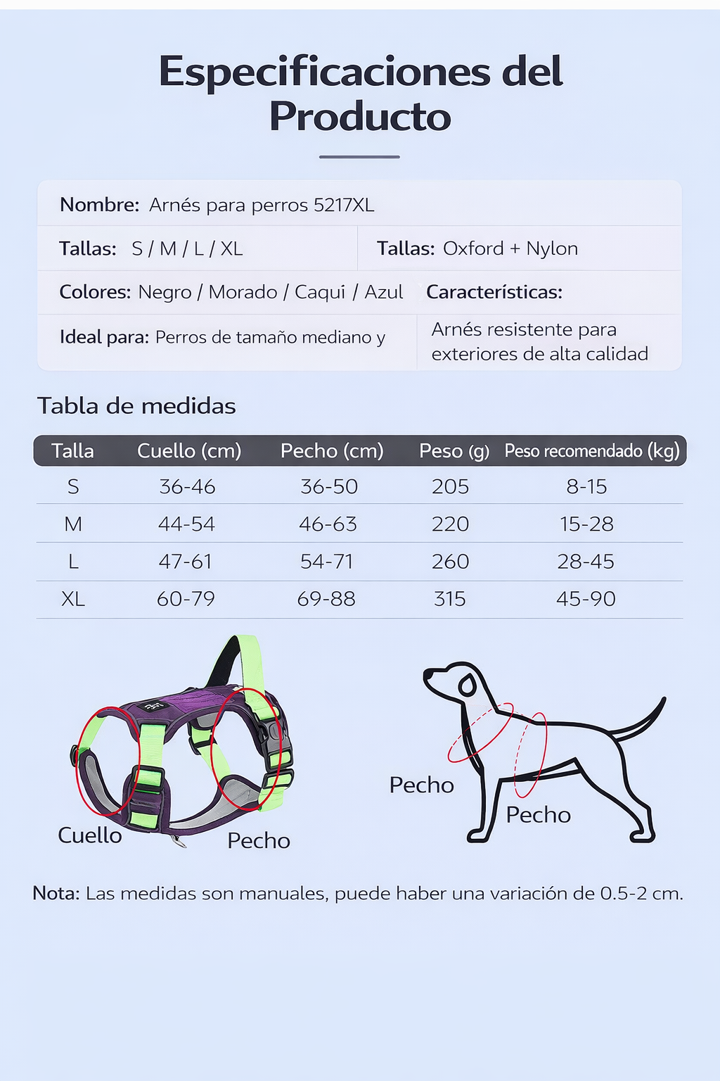 Pechera con correa para razas medianas modelo HAR339