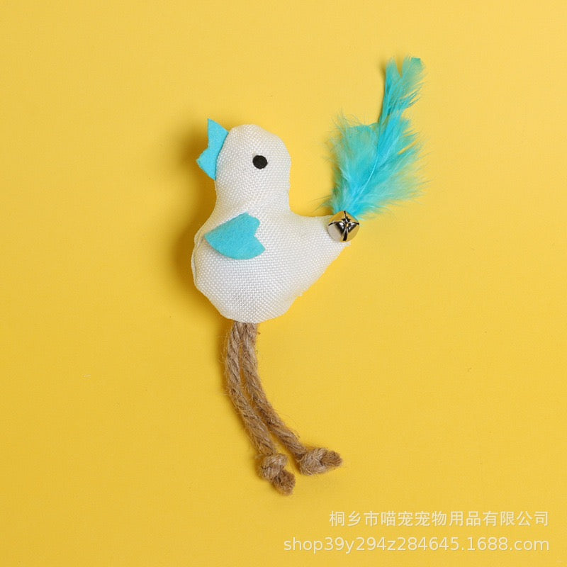 Juguete para gatos peluche de pájaro y pluma