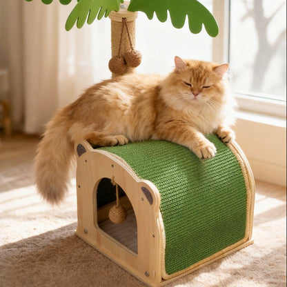 Rascador de cuerda casita con palmera