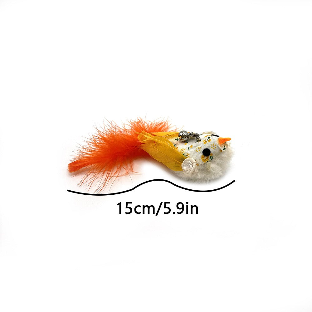 Juguete de gato pajarito naranja 1un