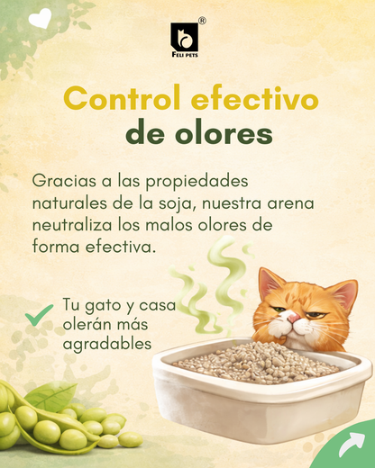 Arena Biodegradable Felipets a base de soja 5KG (TÉ VERDE)