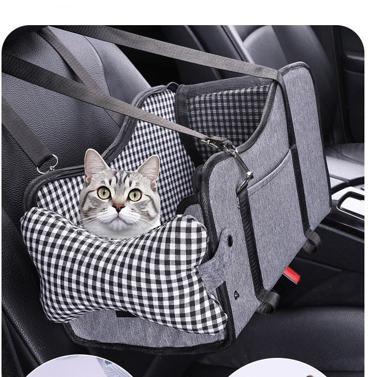 Asiento de auto central de cuadro gris #1102