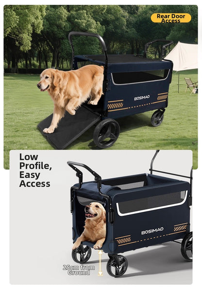 Coche para mascota mayores negro (Soporta hasta 100kg)