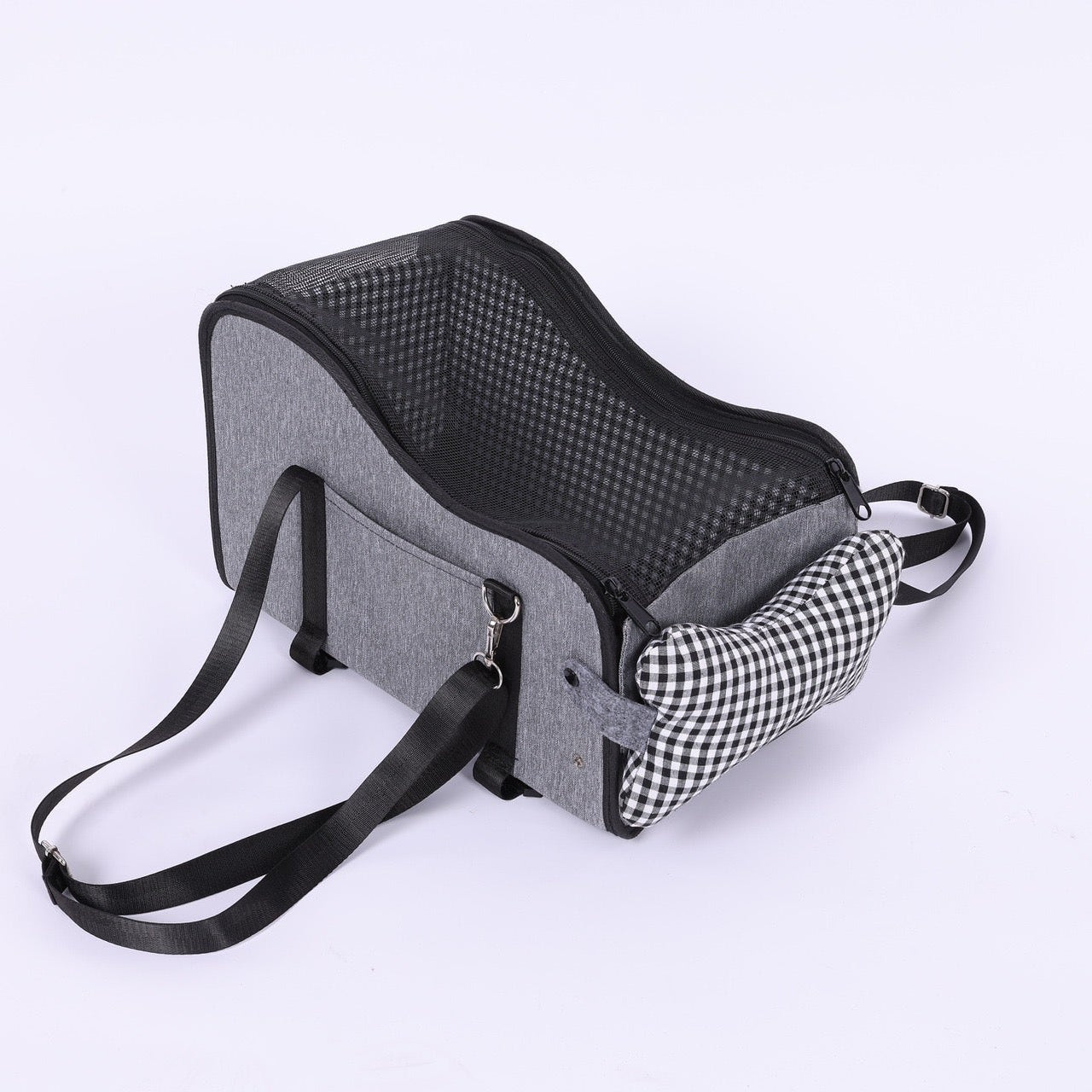 Asiento de auto central de cuadro gris #1102