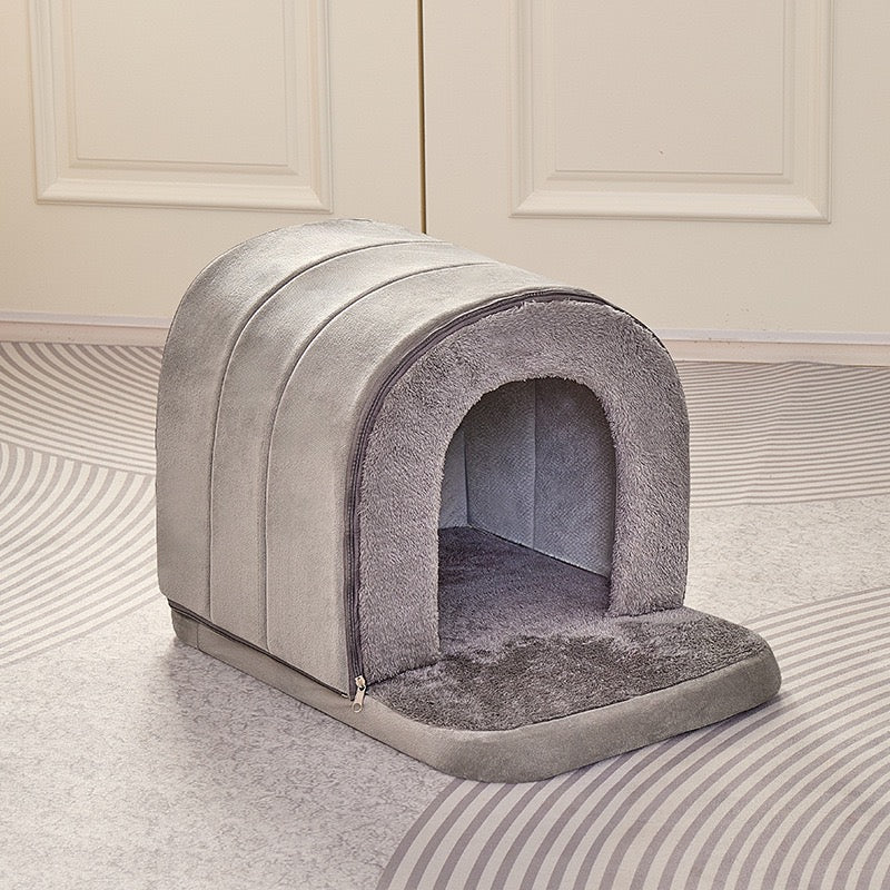 Casita de algodón gris para perros y gatos