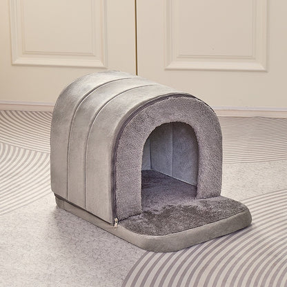 Casita de algodón gris para perros y gatos