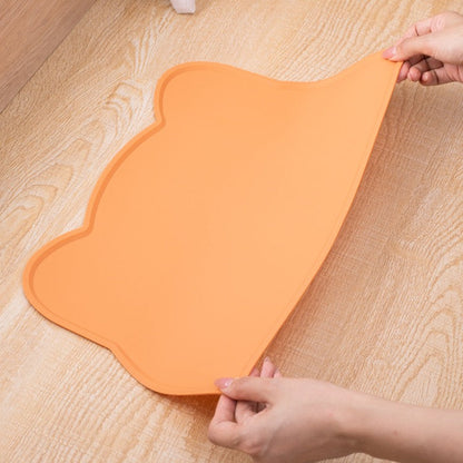 Alfombra para comedero de silicona diseño de gatito