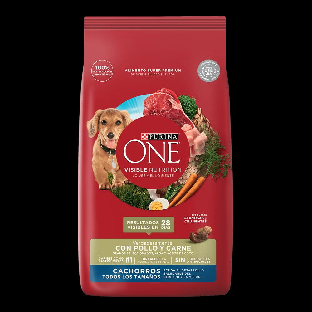 Comida para Perro Purina: Purina One, Cachorros todos los tamaños, pollo y carne 2kg