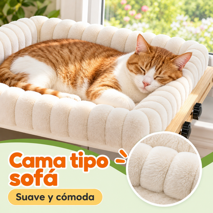 Cama colgante de madera para gatos (Soporta hasta 20kg)