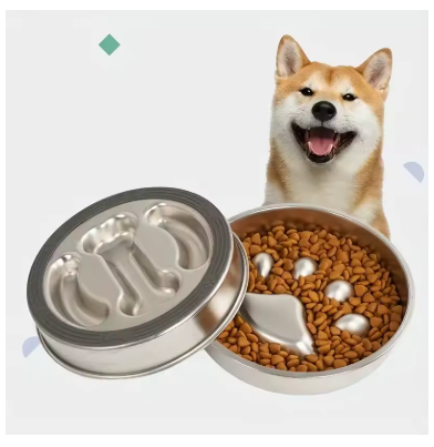 Plato lento de acero inoxidable para perros