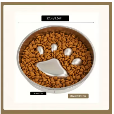 Plato lento de acero inoxidable para perros
