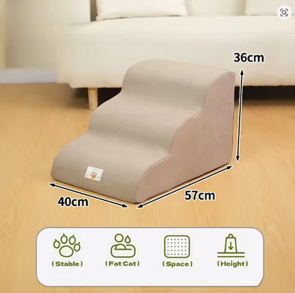 Escalera de foam beige para mascotas