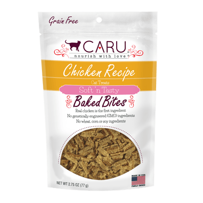 Snacks para Gato Caru: Bocaditos Grain Free de Pollo al horno suaves 77gr