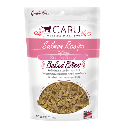 Snacks para Gato Caru: Bocaditos de salmón al horno suaves 77gr