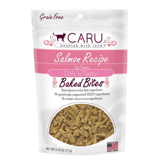 Snacks para Gato Caru: Bocaditos de salmón al horno suaves 77gr