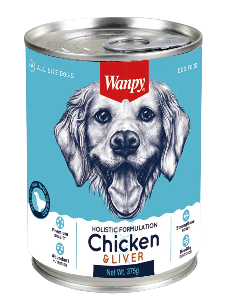 Comida Húmeda para Perro Wanpy: Lata, Pollo e Hígado 375gr