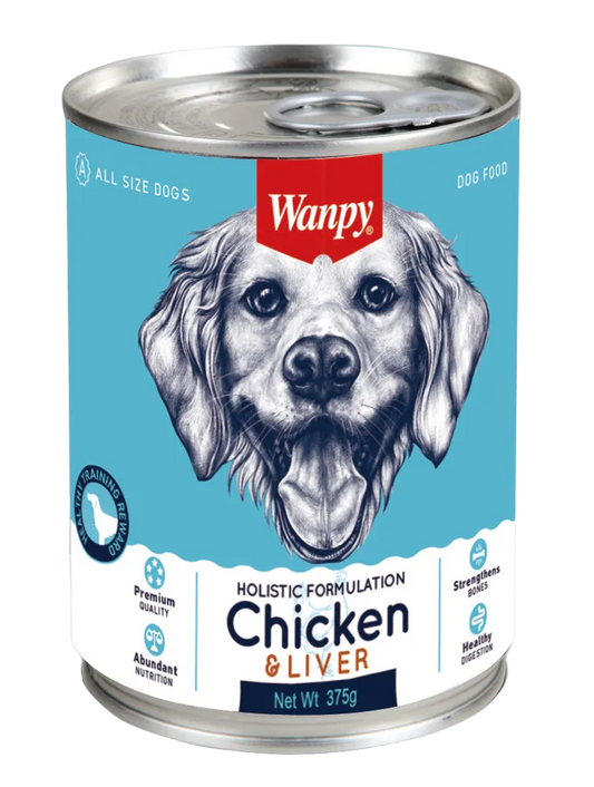 Alimento Húmedo para Perro Wanpy: Lata, Pollo e Hígado 375gr