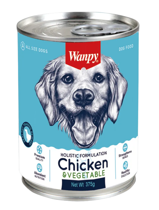 Comida Húmeda para Perro Wanpy: Lata, Pollo y Vegetales 375gr