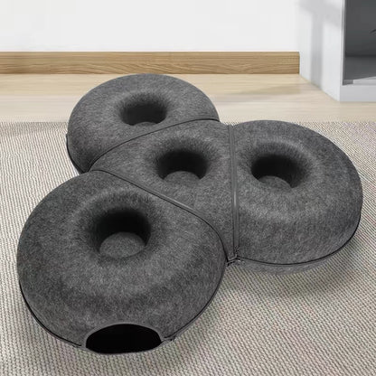 Túnel de dona triple para gatos gris oscuro