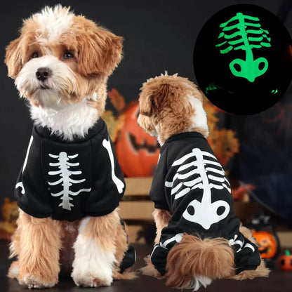 Abrigo esqueleto de halloween para mascotas