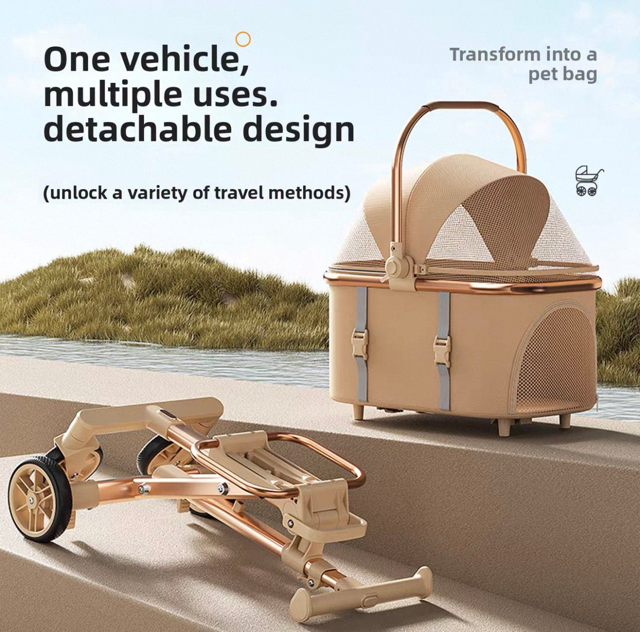 Coche para mascotas 311 blanco (Hasta 15kg)