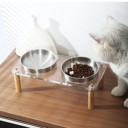 Comedero elevado de vidrio doble