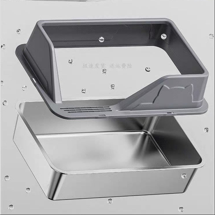 Arenero de acero abierto para gatos modelo #1325 (60cm*40cm*33cm)
