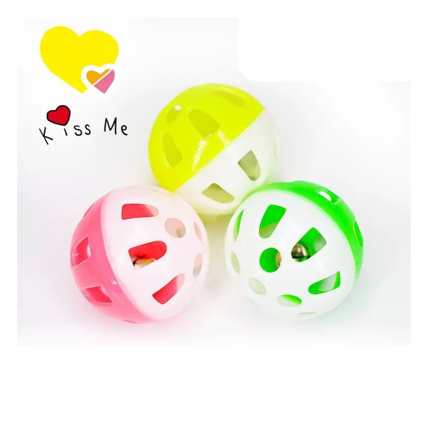 Pack de 3 pelotas de plástico con cascabel para gatos