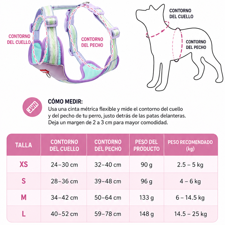 Pechera con correa para perros medianos modelo 427