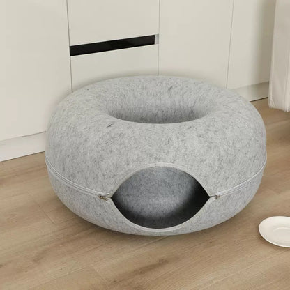 Túnel para gatos estilo dona de fieltro