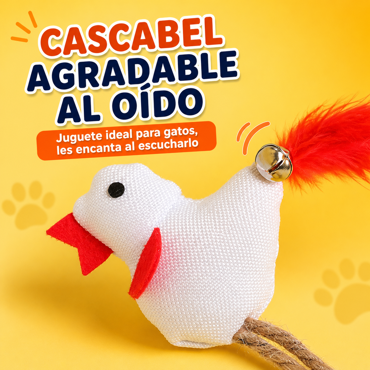 Juguete para gatos peluche de pájaro y pluma