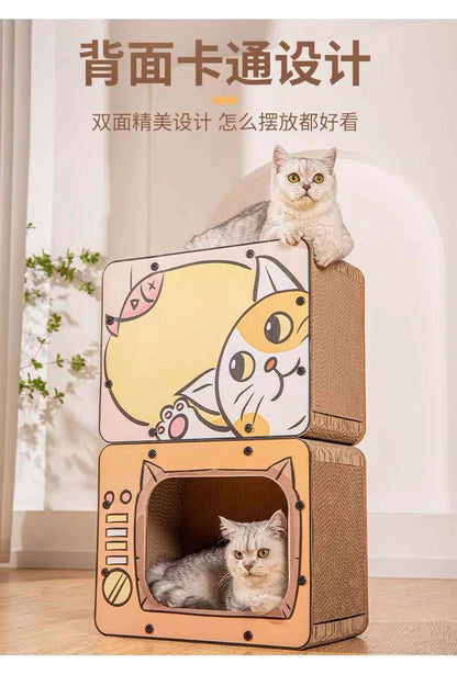 Rascador de cartón para gatos modelo televisión