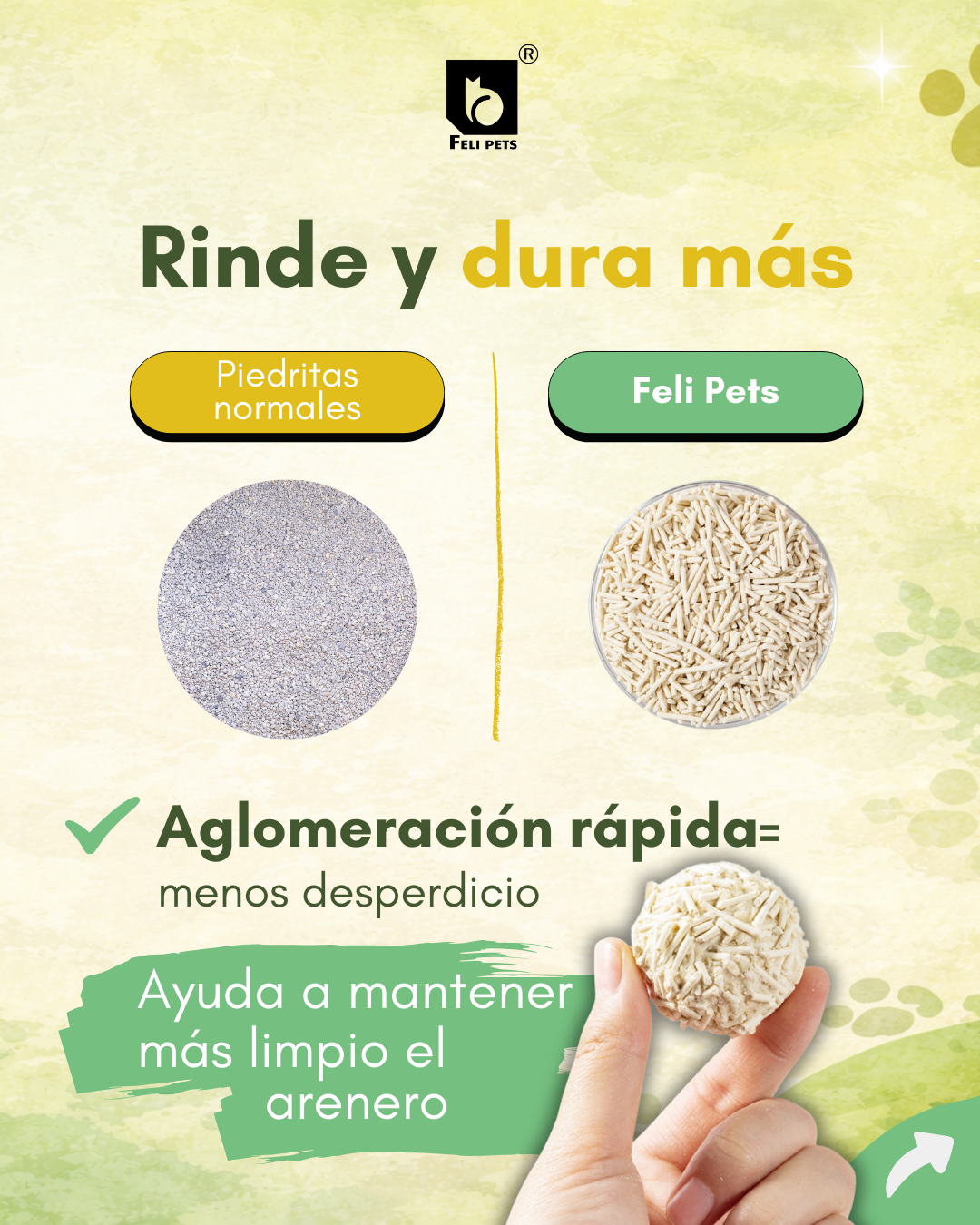 Arena Biodegradable Felipets a base de soja 5KG (TÉ VERDE)