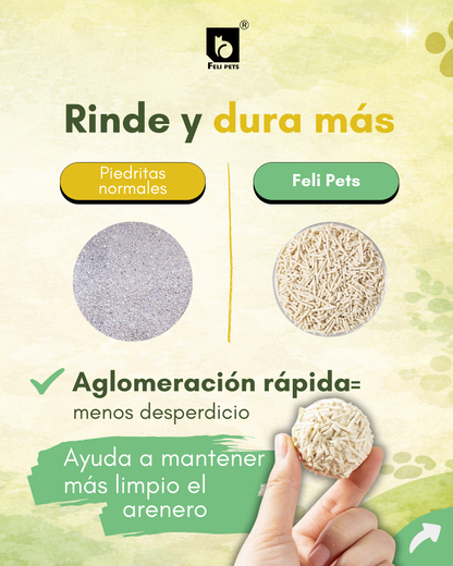 Arena Biodegradable Felipets a base de soja 5KG (TÉ VERDE)