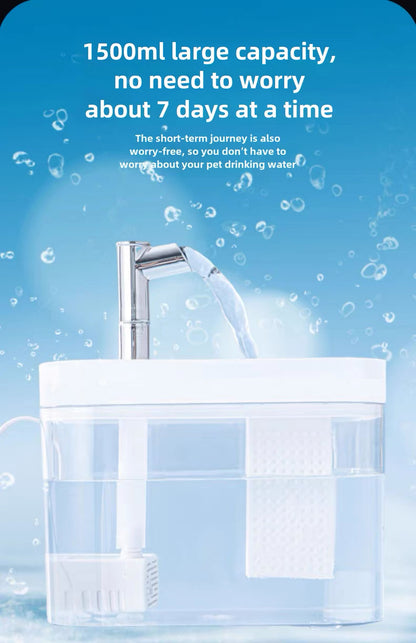 Fuente de agua transparente para mascotas 1.5L