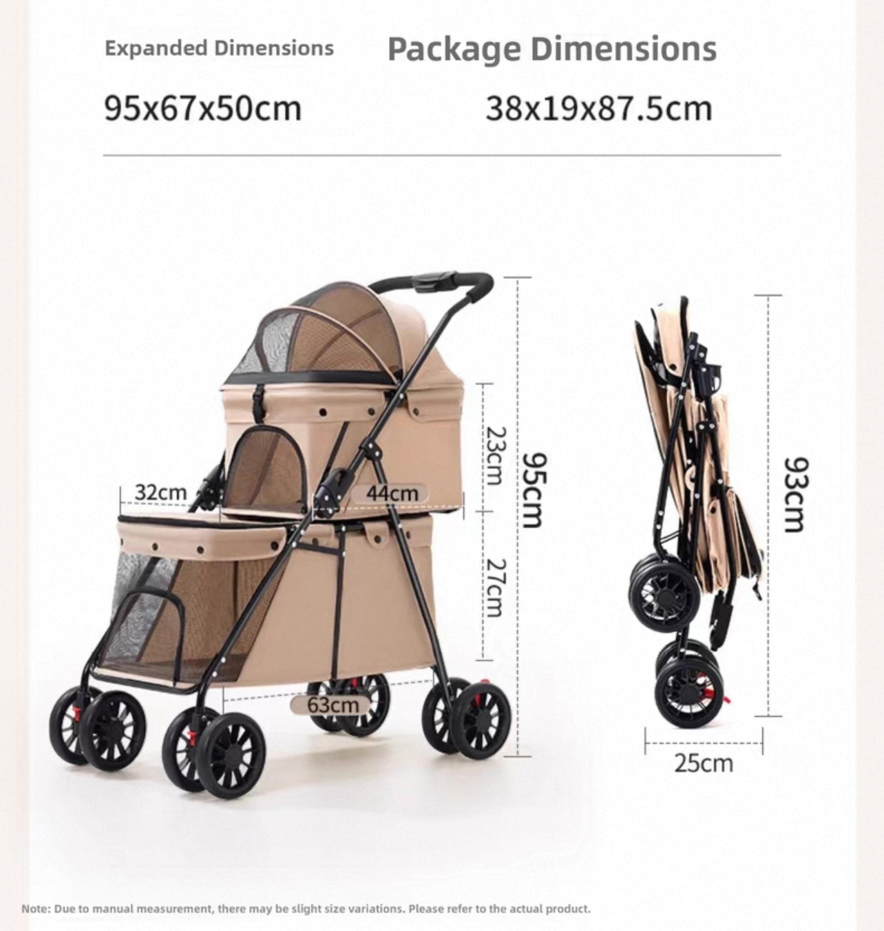 Coche doble para mascotas (Soporta hasta 24kg) Modelo Nakebella
