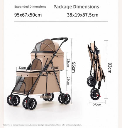 Coche doble para mascotas (Soporta hasta 24kg) Modelo Nakebella