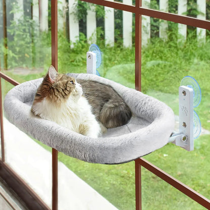 Hamaca de ventana afelpada plegable para gatos (soporta hasta 20kg)