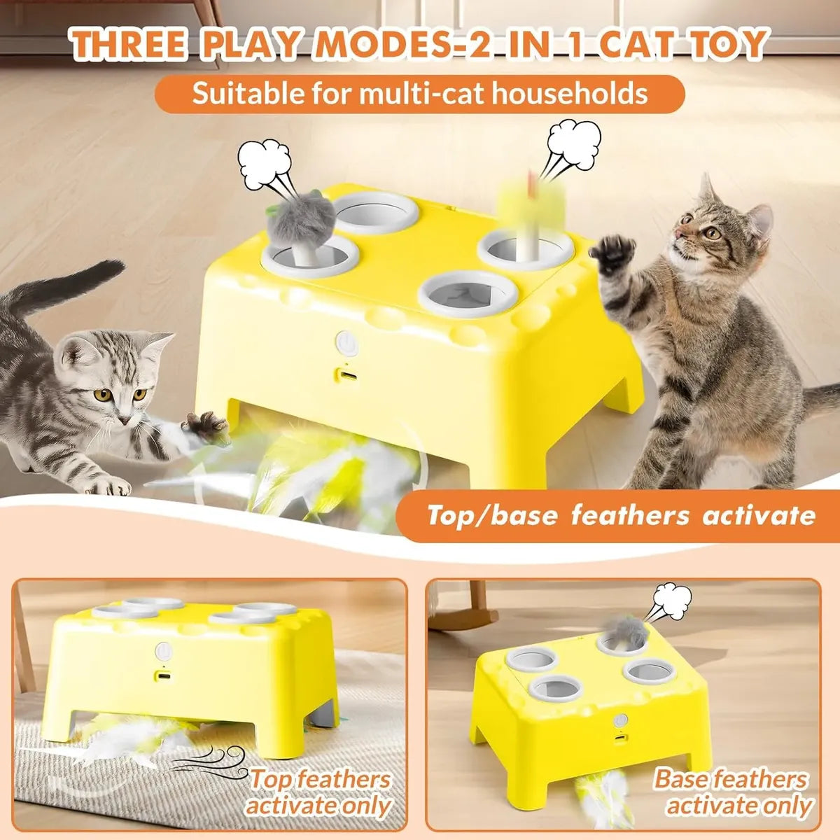 Juguete inteligente 3 en 1 tipo “casa de queso” para gatos