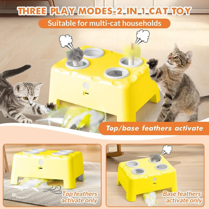 Juguete inteligente 3 en 1 tipo “casa de queso” para gatos